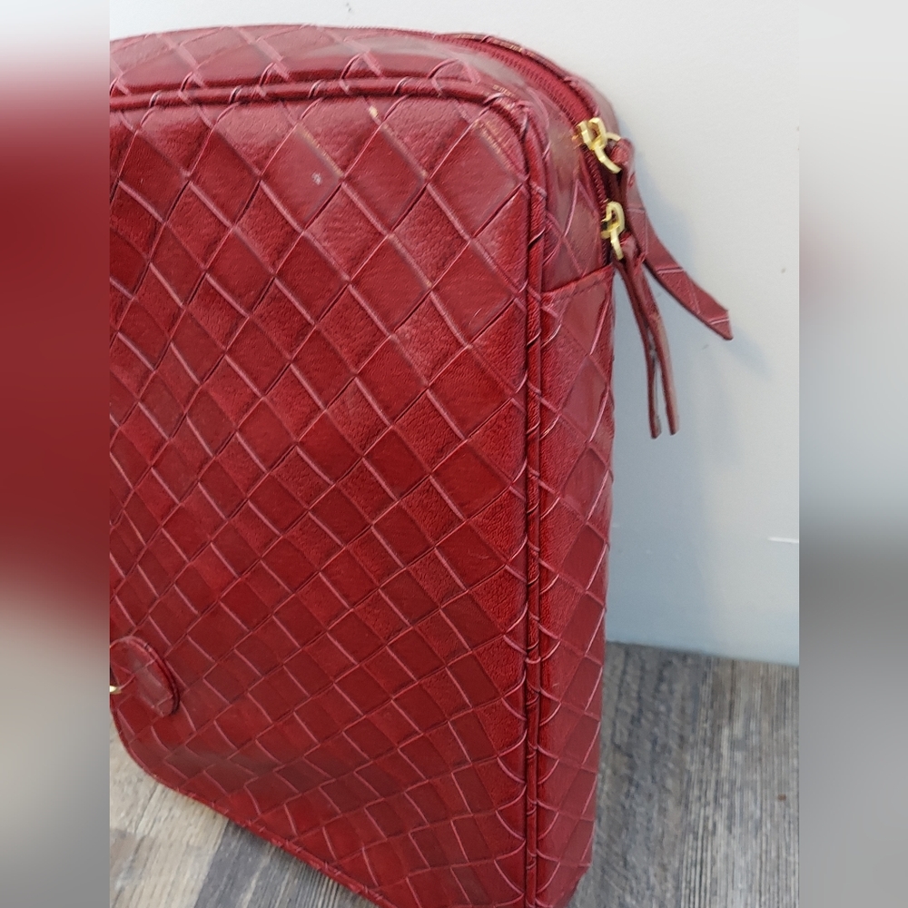 VTG Estee Lauder Red Leather Bag - Picture 5 of 7